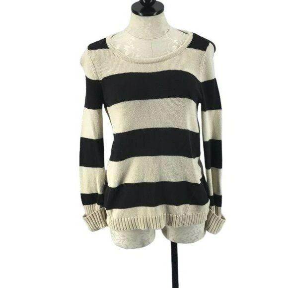 Gap Striped A-Line New Stone Beige Stripe‎ Sweater Size Small Pullover - Picture 1 of 8